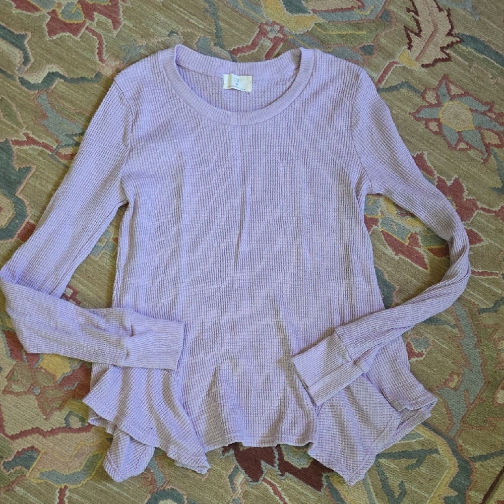 T.La Lilac Ribbed Knit Top
